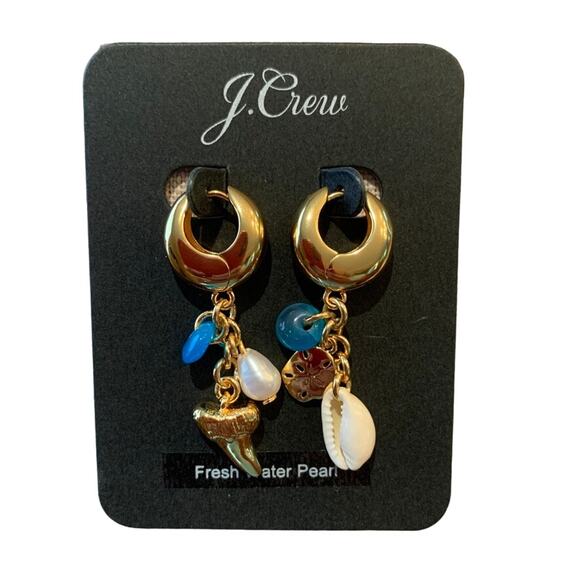 NWT J. Crew Gold/Pearl/Shell Beachcomber Mismatched Earrings - Picture 4 of 8